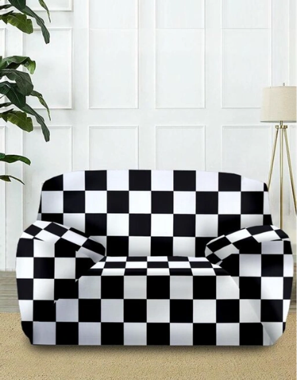 High density stretch fabric with elastic corners provides a perfect wrinkle free fitting as the  Singlecover  - Black & White, Polyster, Multipack 1,  Single Seater